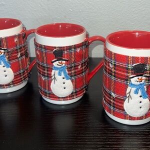 Christmas Snowman Plaid Mugs